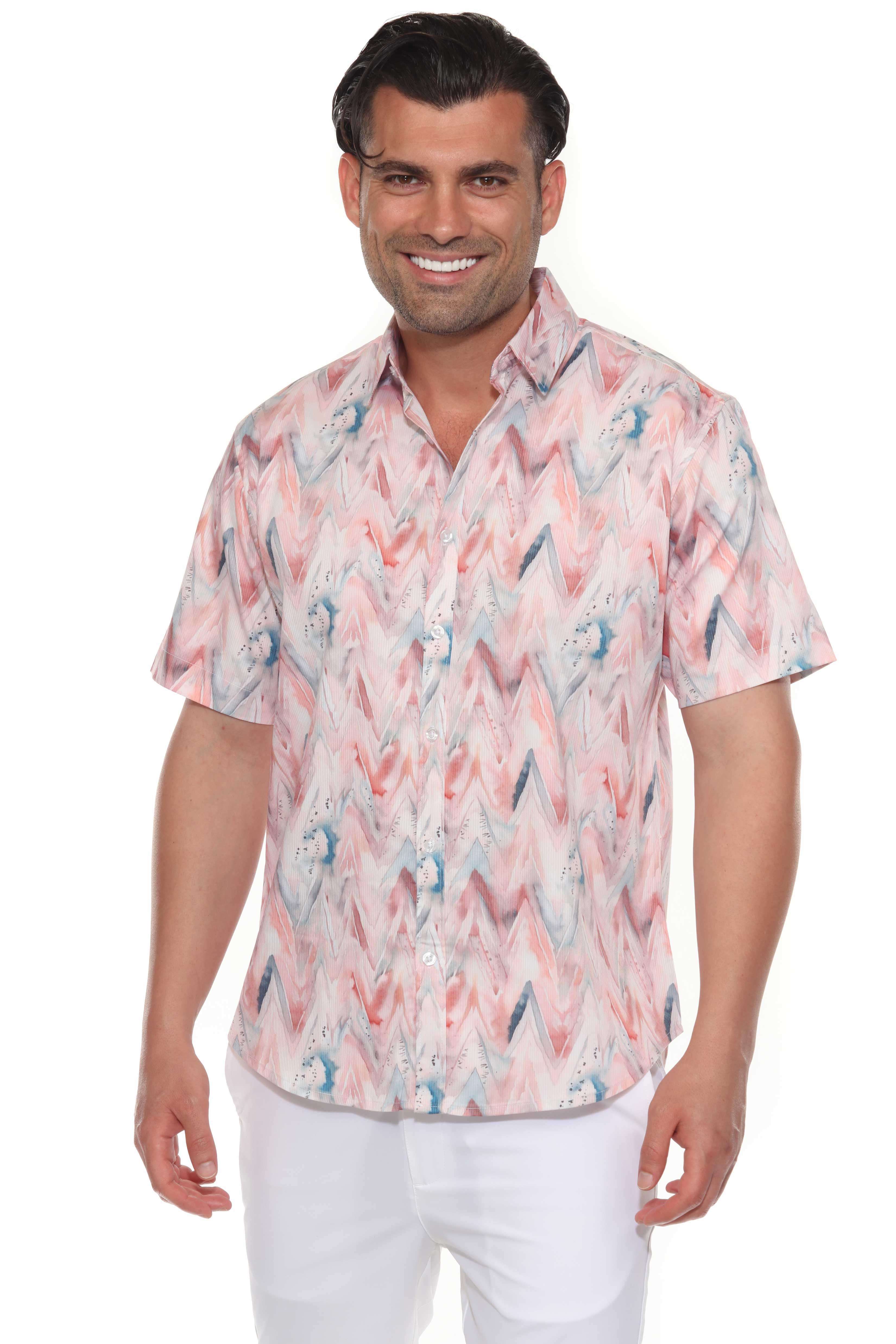 Mojito Men's Resort Style Casual Festive Textured Print Shirt