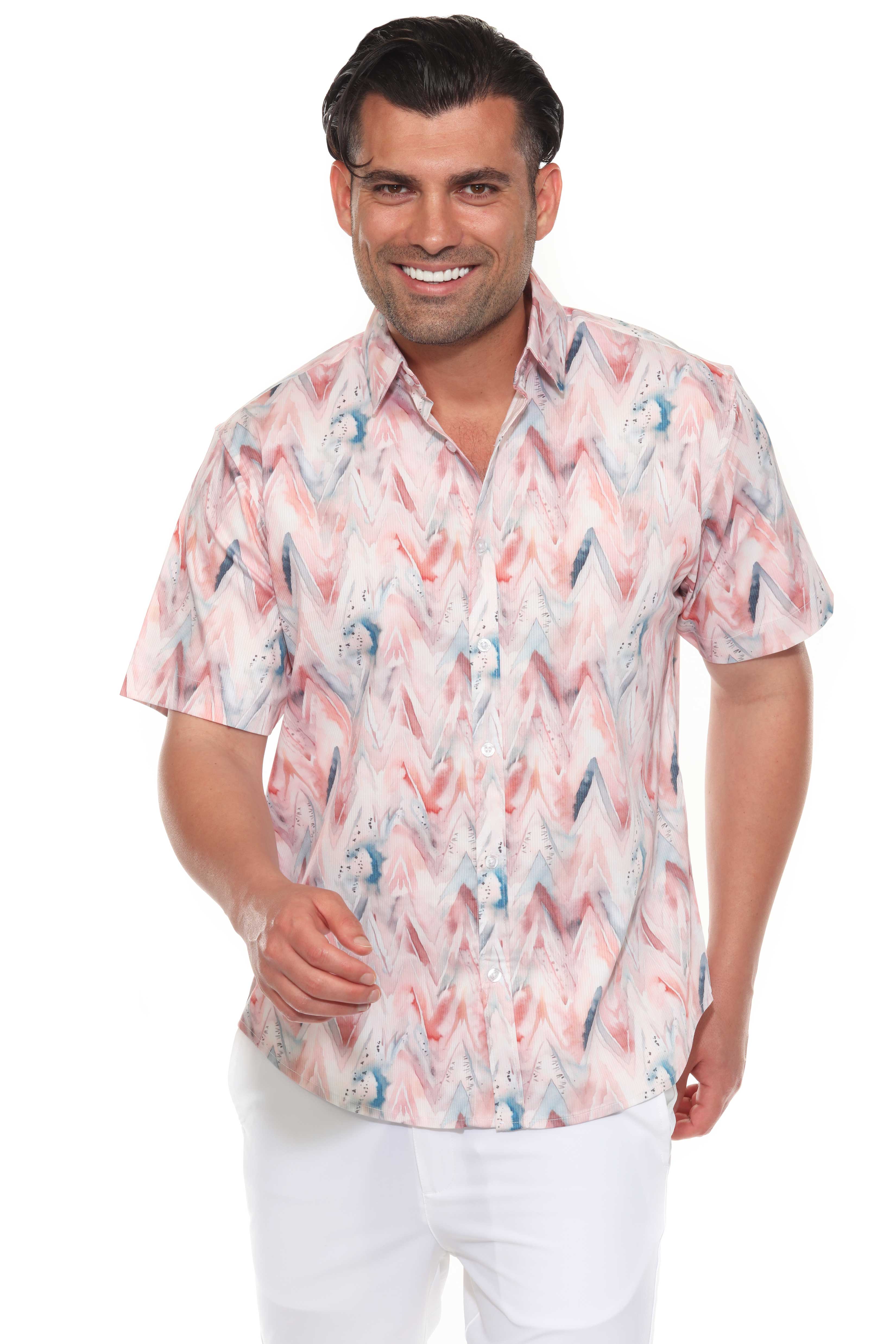 Mojito Men's Resort Style Casual Festive Textured Print Shirt