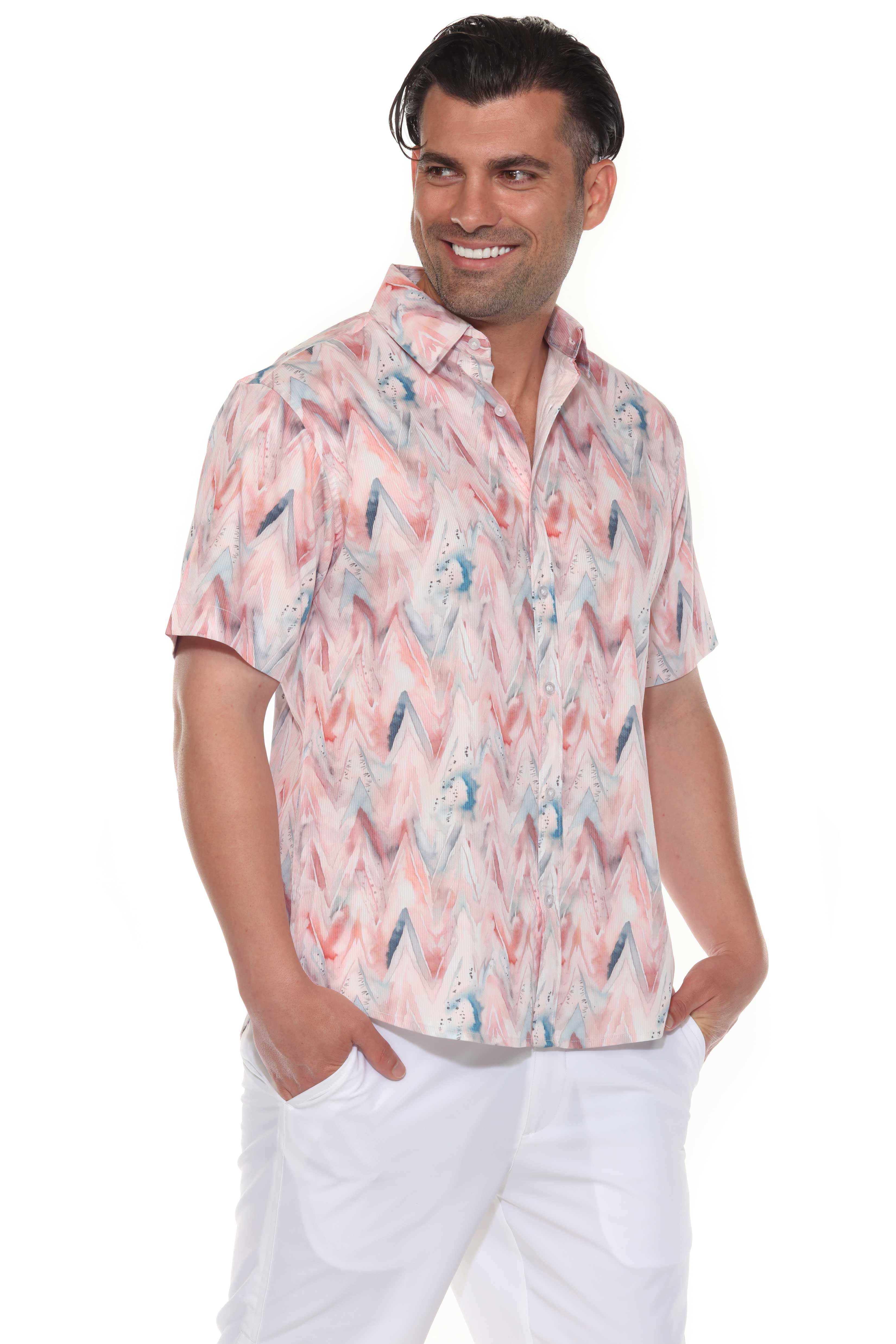 Mojito Men's Resort Style Casual Festive Textured Print Shirt