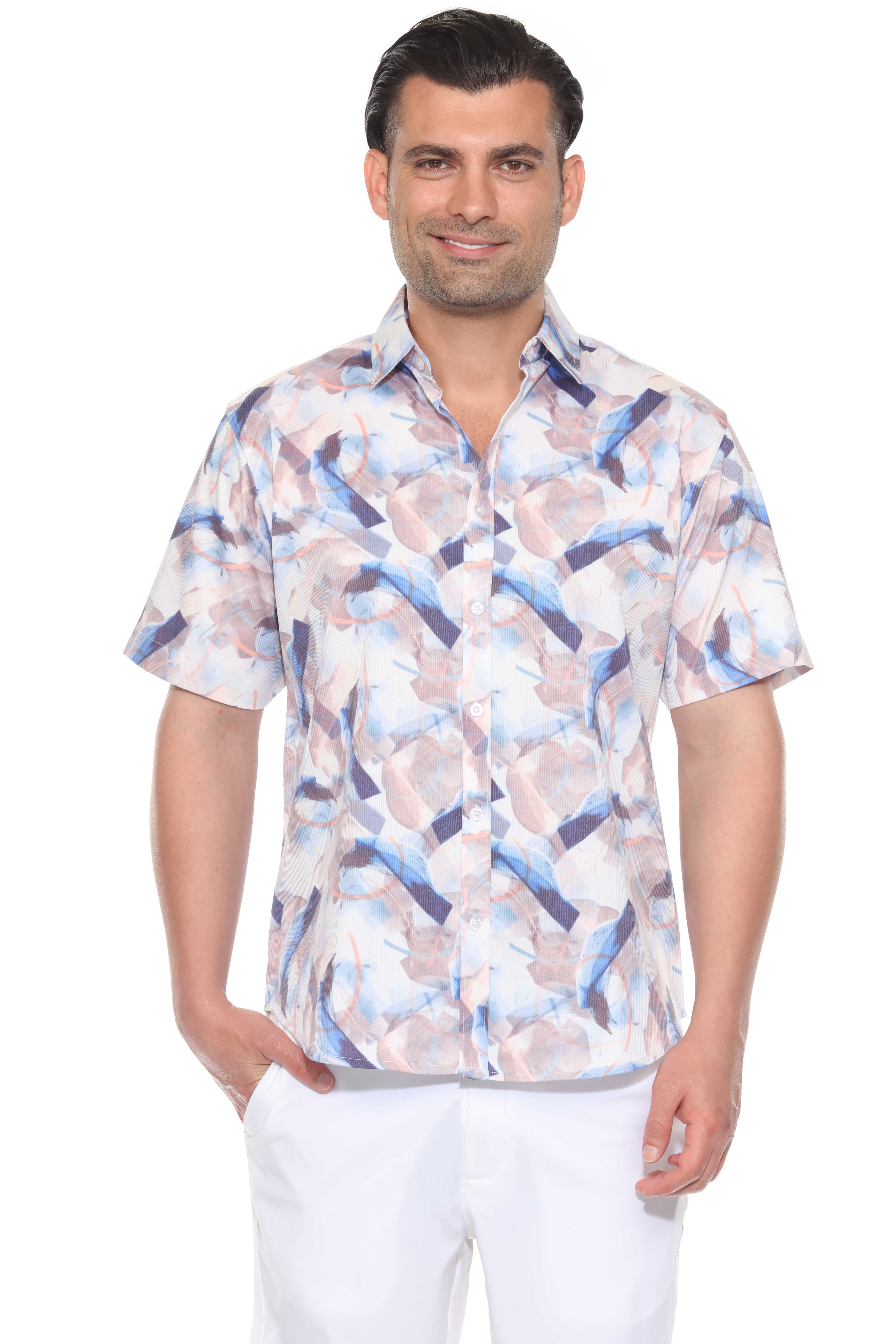 Mojito Men's Resort Style Casual Festive Textured Print Shirt