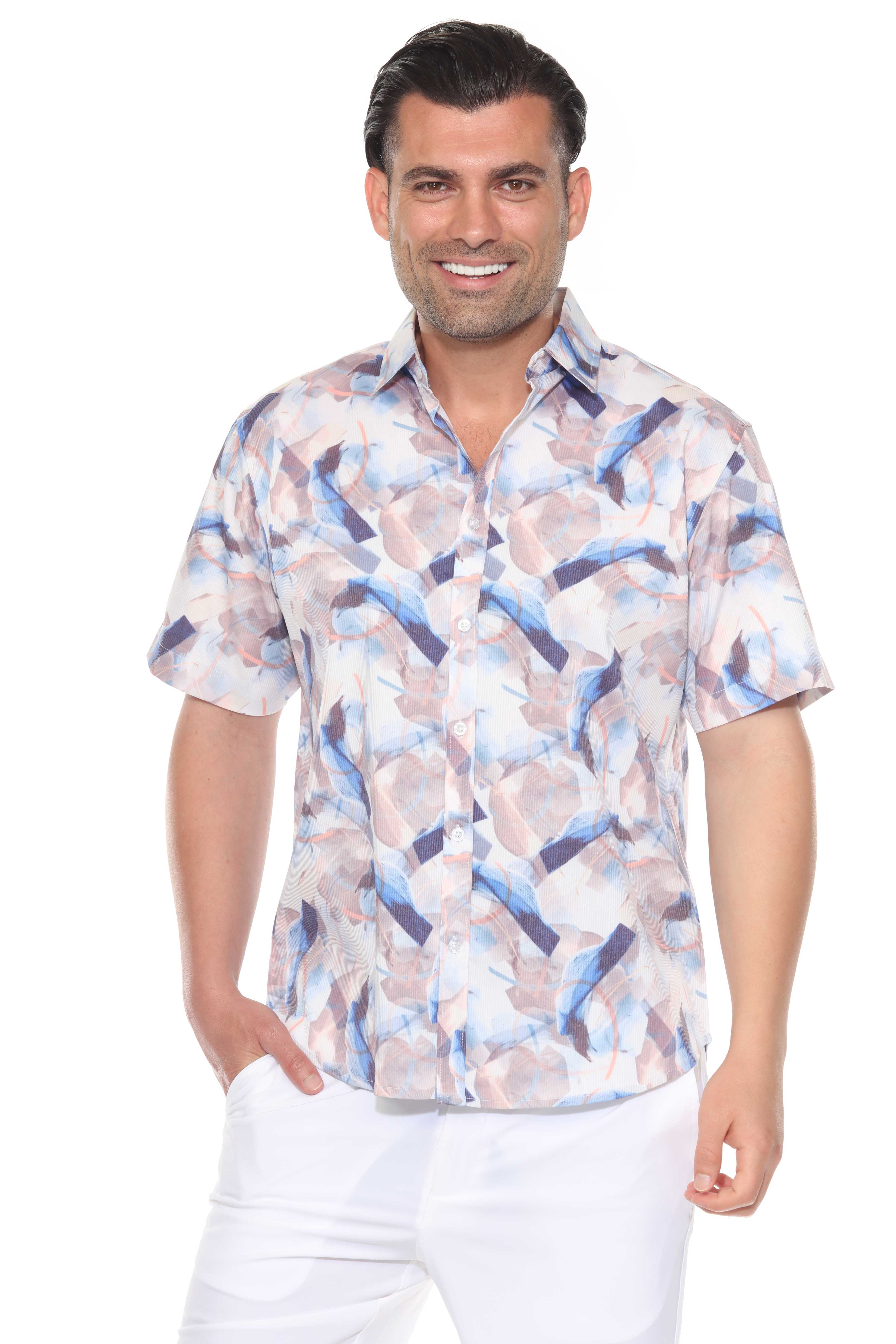 Mojito Men's Resort Style Casual Festive Textured Print Shirt