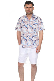 Mojito Men's Resort Style Casual Festive Textured Print Shirt
