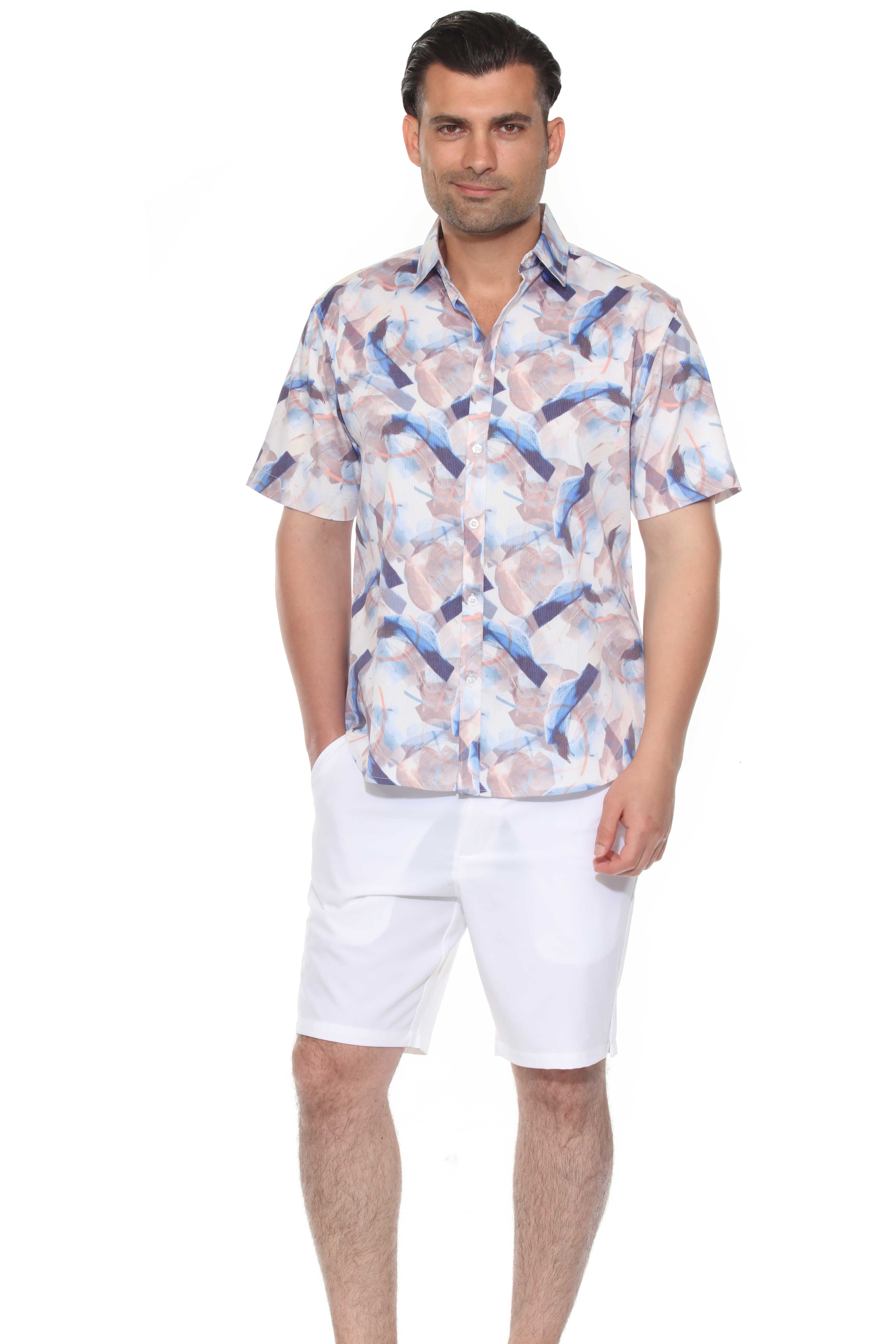 Mojito Men's Resort Style Casual Festive Textured Print Shirt