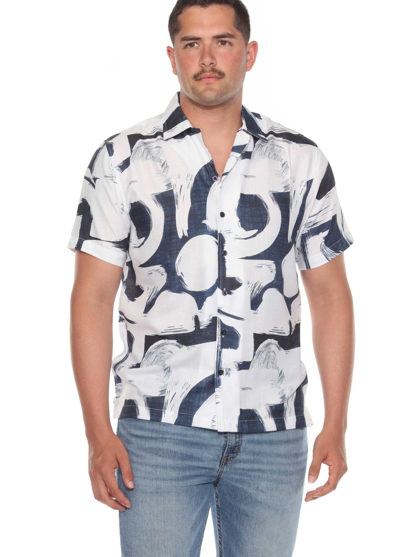 black circle patterns, buttoned.