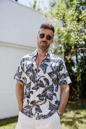 Mojito Men's Resort Style Casual Festive Print Searsucker Textured Shirt