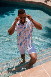Mojito Men's Resort Style Casual Festive Print Searsucker Textured Shirt