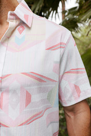 Mojito Men's Resort Style Casual Festive Print Searsucker Textured Shirt