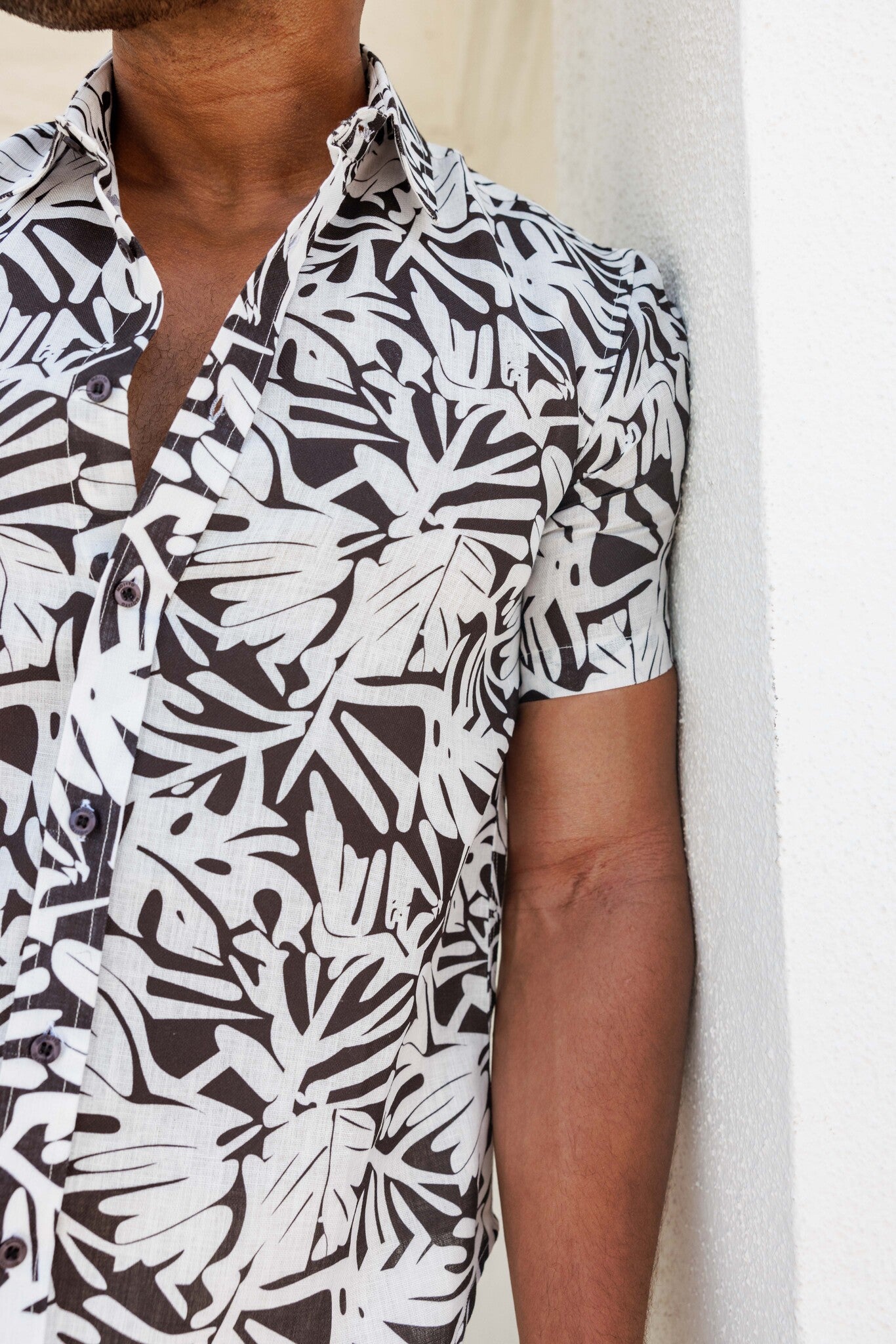 Mojito Men's Resort Style Casual Linen-Look Modern Print Shirt