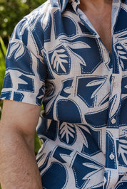 Mojito Men's Resort Style Casual Linen-Look Modern Print Shirt