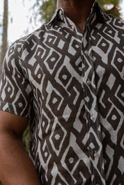 Mojito Men's Resort Style Casual Linen-Look Modern Print Shirt