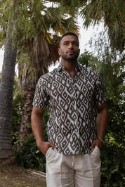 Mojito Men's Resort Style Casual Linen-Look Modern Print Shirt