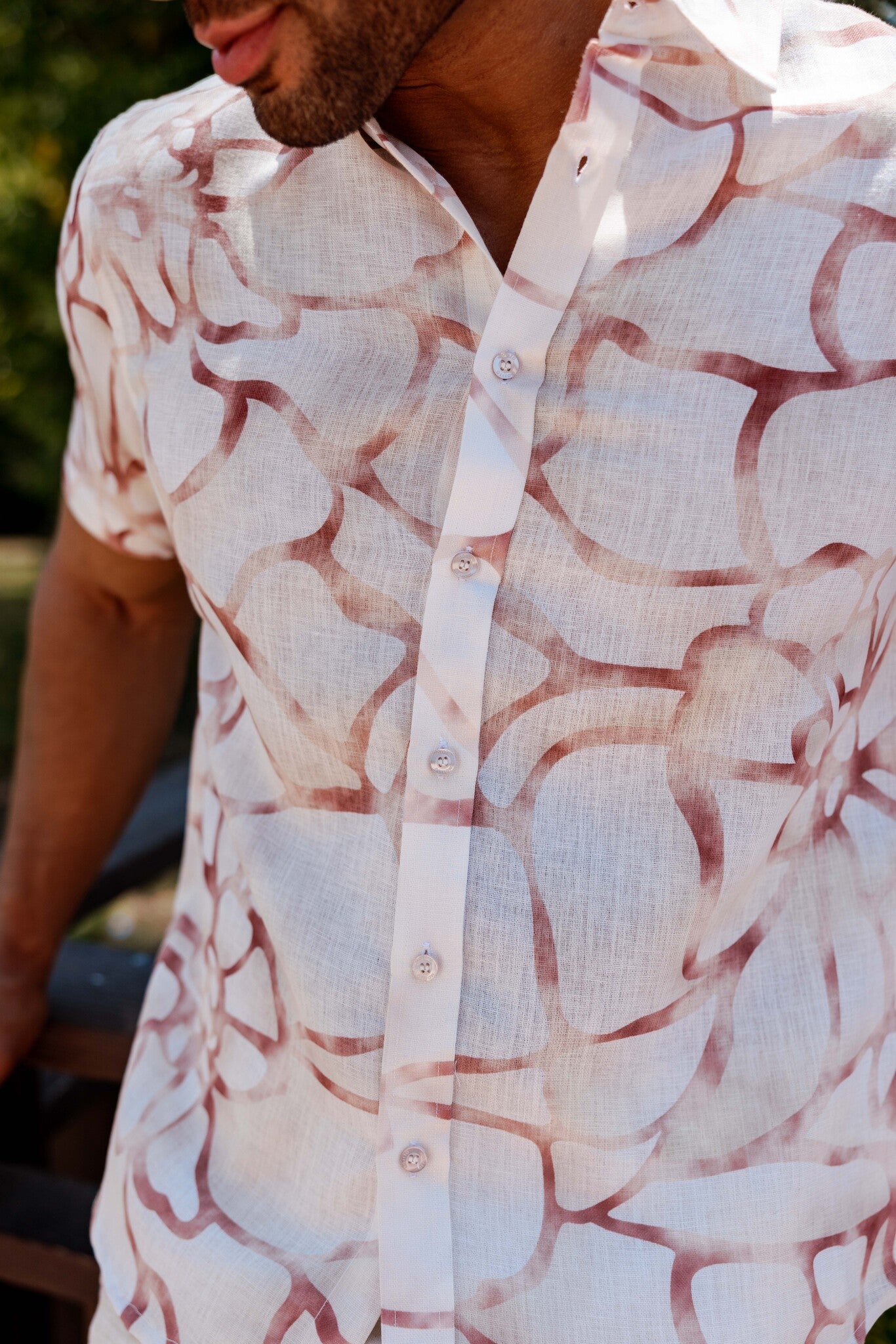 Mojito Men's Resort Style Casual Linen-Look Modern Print Shirt