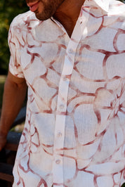 Mojito Men's Resort Style Casual Linen-Look Modern Print Shirt