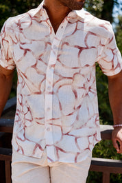 Mojito Men's Resort Style Casual Linen-Look Modern Print Shirt