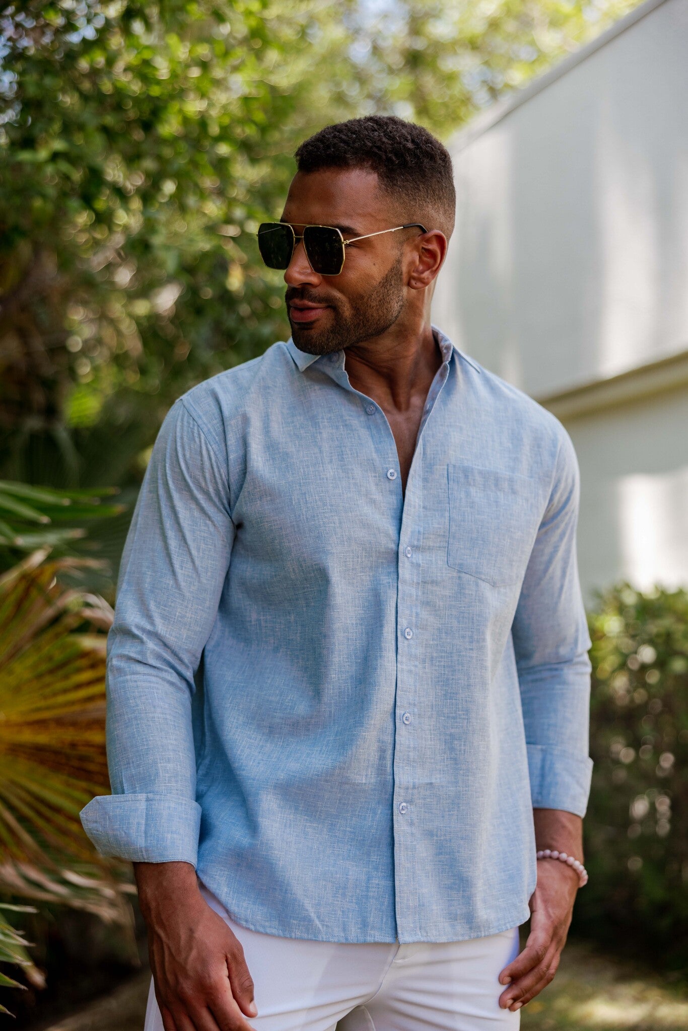 Men's Long Sleeve Cotton-Blend Shirt