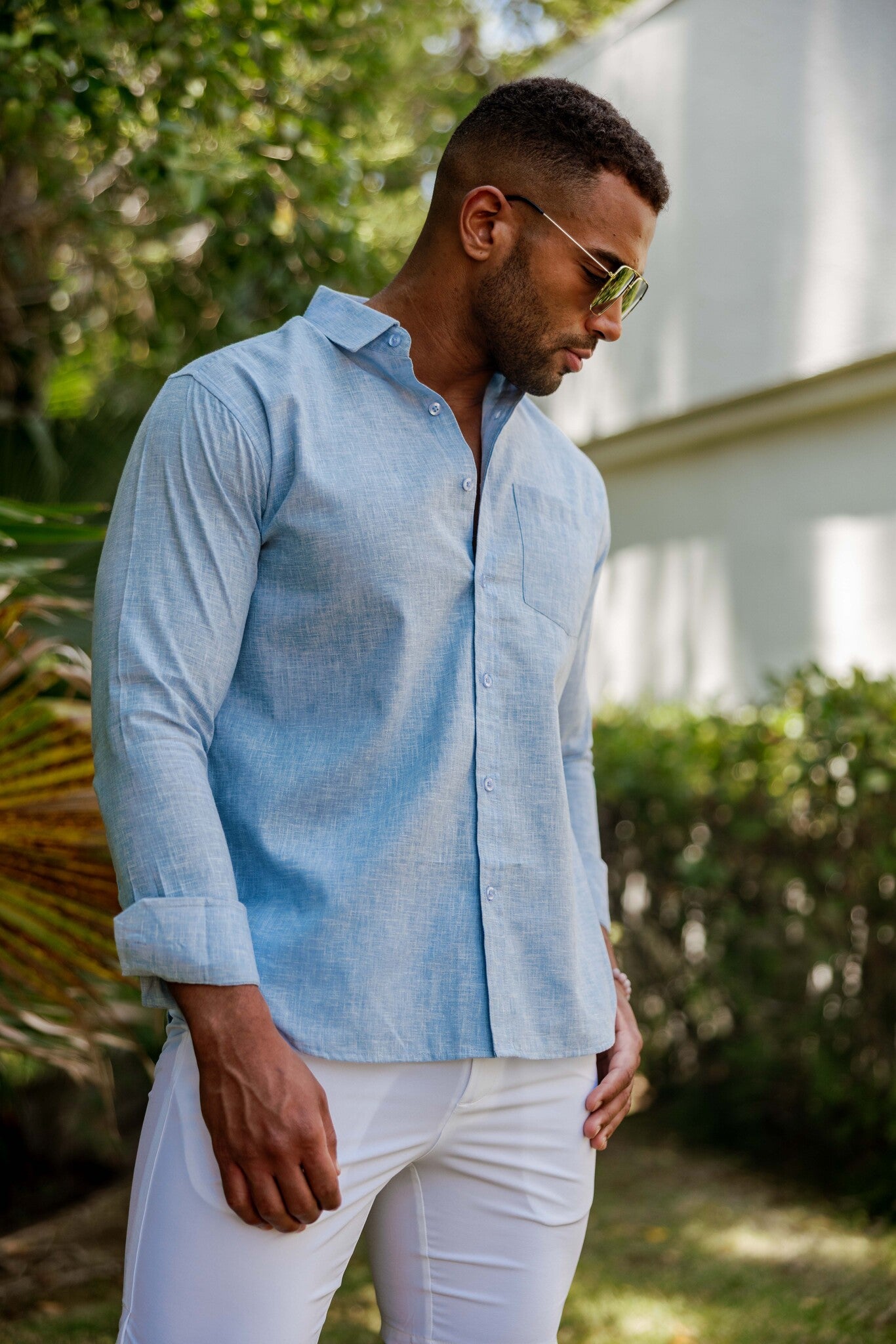 Men's Long Sleeve Cotton-Blend Shirt
