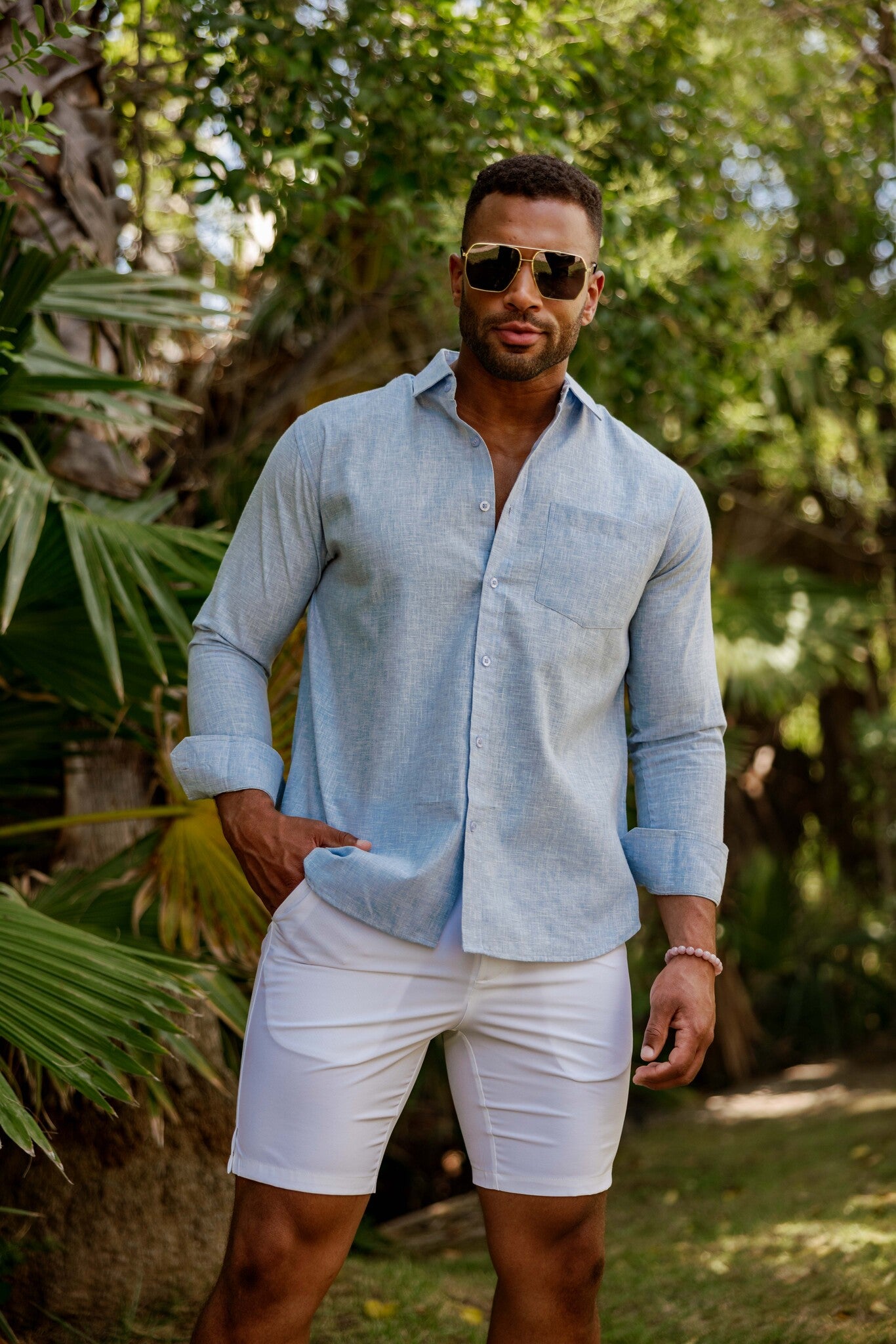 Men's Long Sleeve Cotton-Blend Shirt