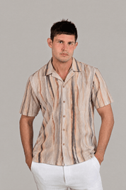 Natural Stone Print Camp Shirt Short Sleeve