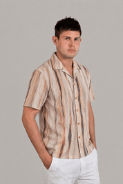 Natural Stone Print Camp Shirt Short Sleeve
