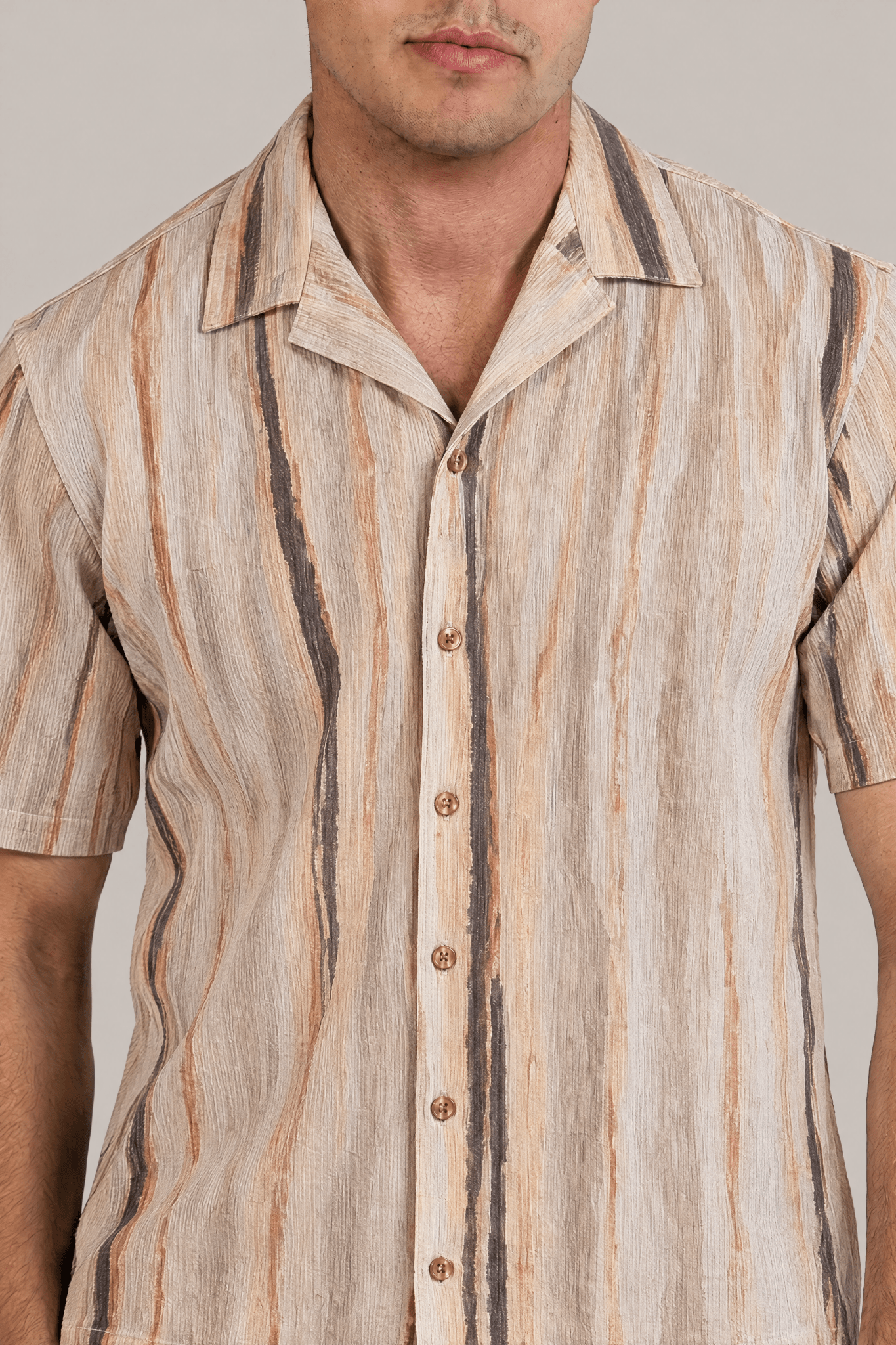 Natural Stone Print Camp Shirt Short Sleeve