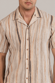 Natural Stone Print Camp Shirt Short Sleeve