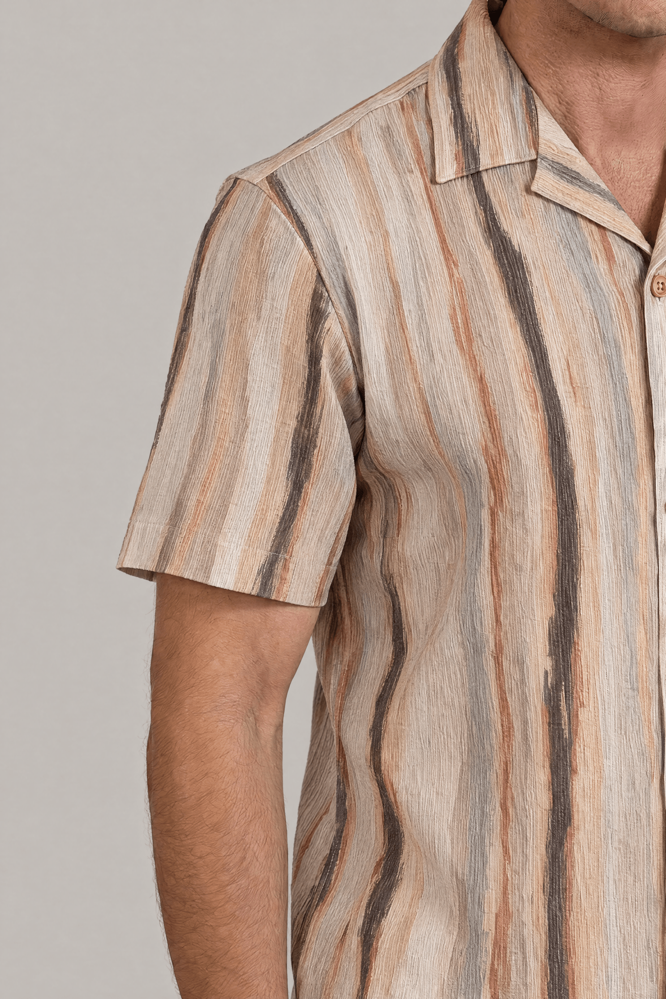 Natural Stone Print Camp Shirt Short Sleeve