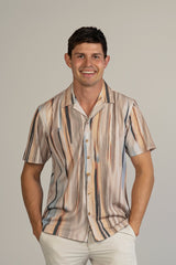 Natural Stone Print Camp Shirt Short Sleeve
