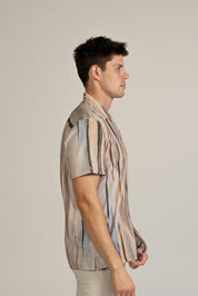 Natural Stone Print Camp Shirt Short Sleeve