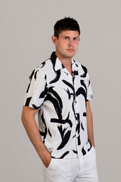Waterbrush Print Camp Shirt Short Sleeve