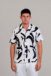 Waterbrush Print Camp Shirt Short Sleeve
