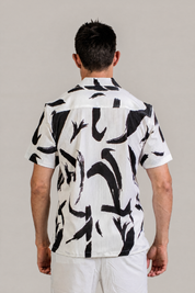 Waterbrush Print Camp Shirt Short Sleeve