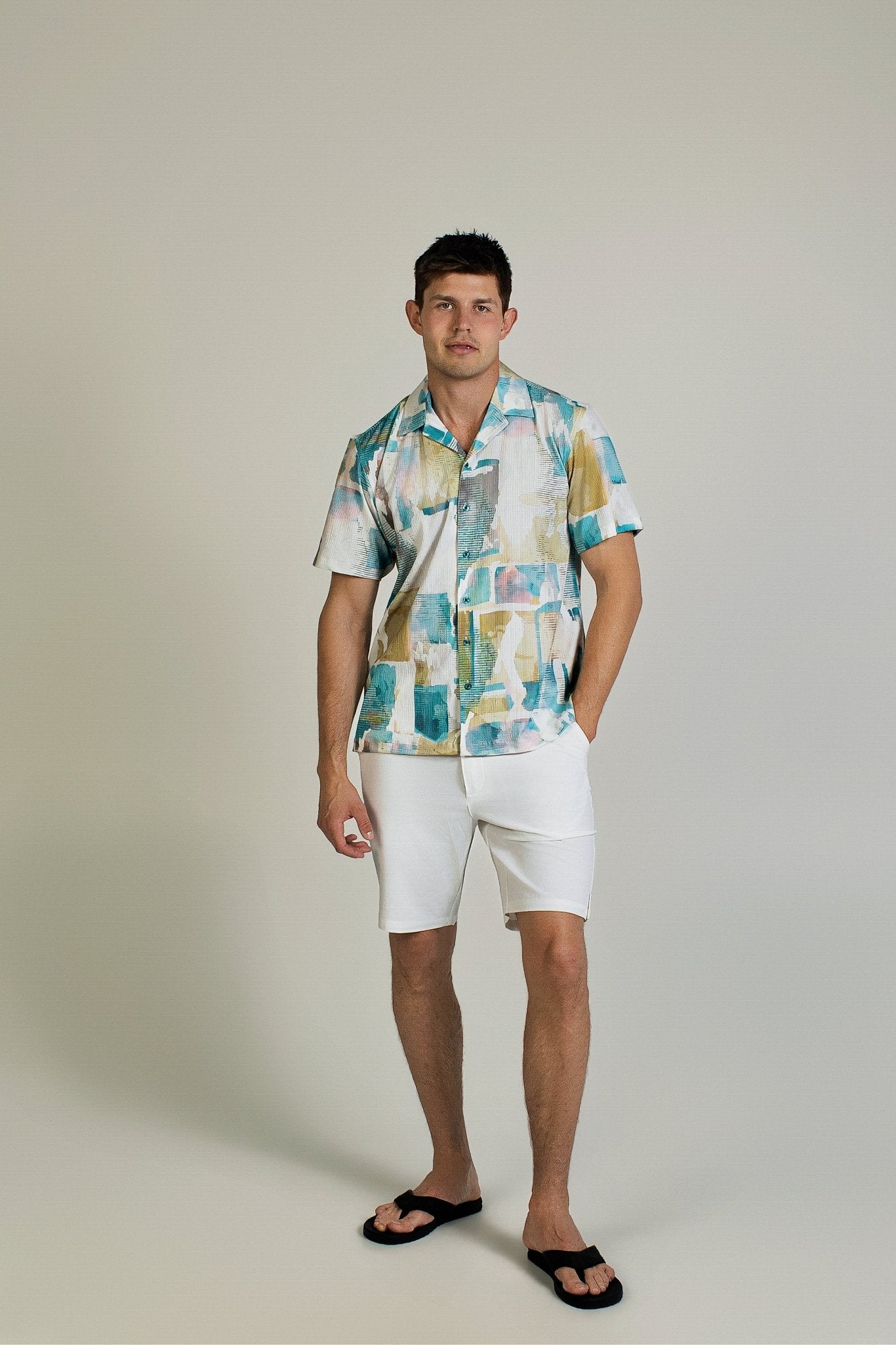 Abstract Print Camp Shirt Short Sleeve