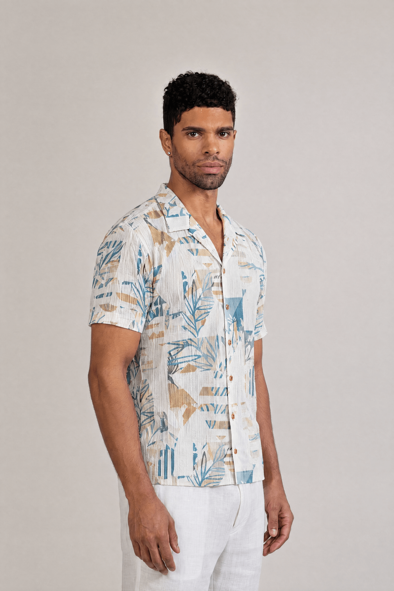 Tropical Print Camp Shirt Short Sleeve