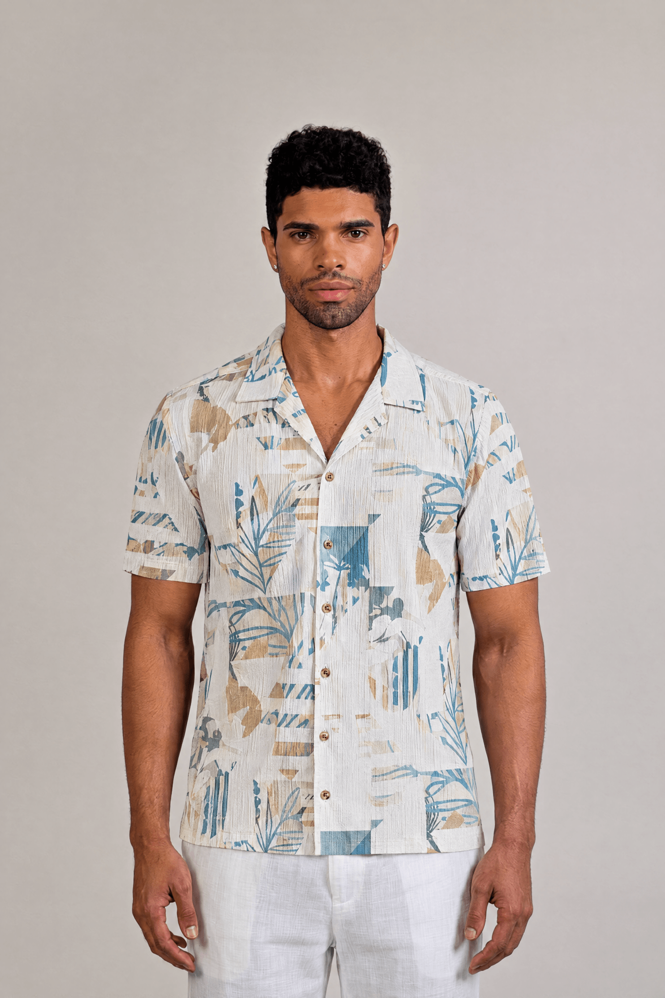 Tropical Print Camp Shirt Short Sleeve