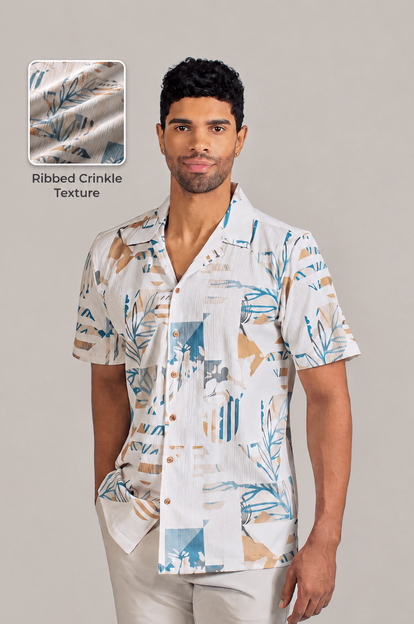 Tropical Print Camp Shirt Short Sleeve