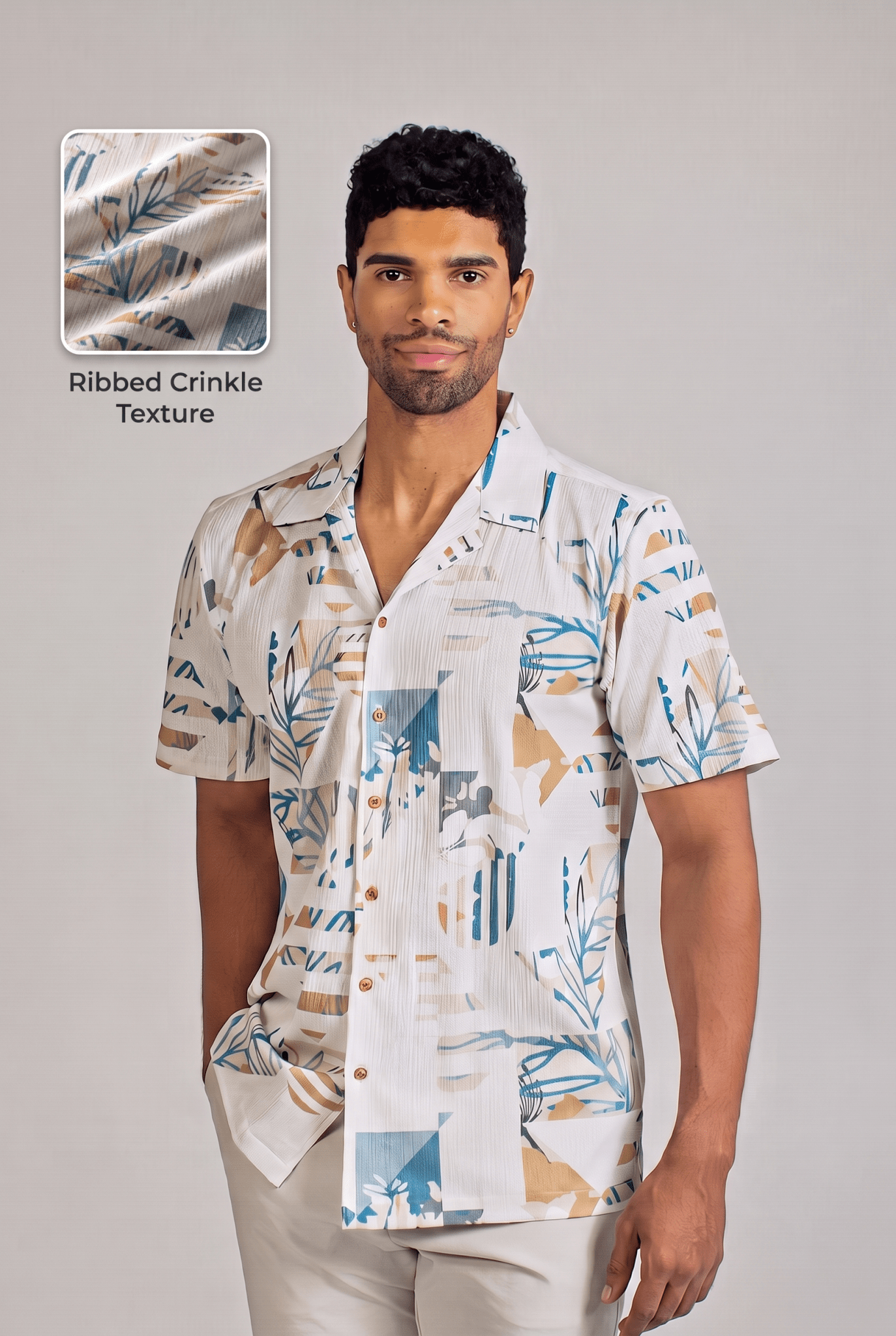 Tropical Print Camp Shirt Short Sleeve