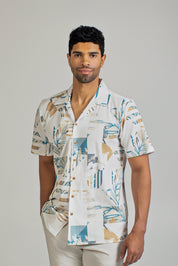 Tropical Print Camp Shirt Short Sleeve