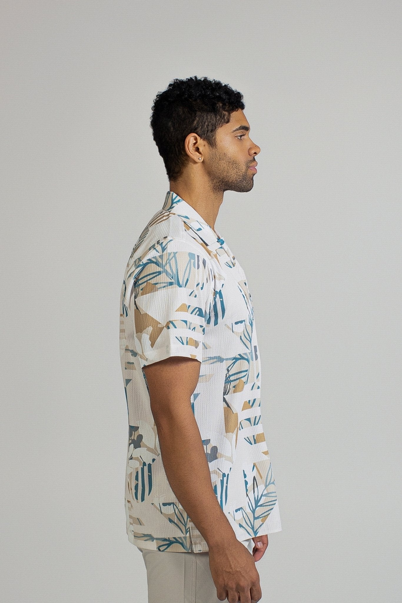 Tropical Print Camp Shirt Short Sleeve