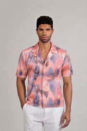 Tie Dye Print Camp Shirt Short Sleeve