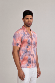 Tie Dye Print Camp Shirt Short Sleeve