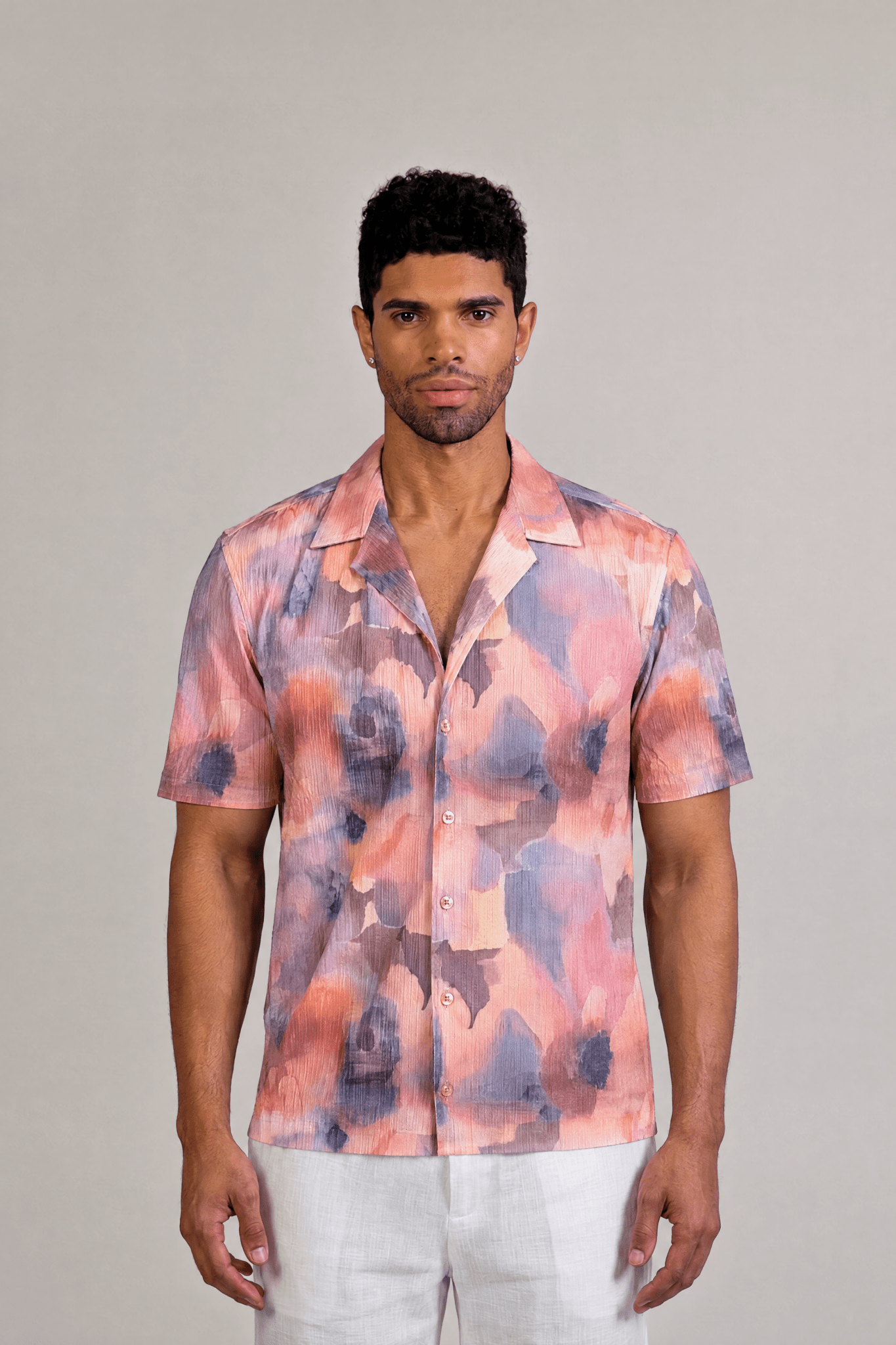 Tie Dye Print Camp Shirt Short Sleeve