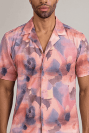 Tie Dye Print Camp Shirt Short Sleeve