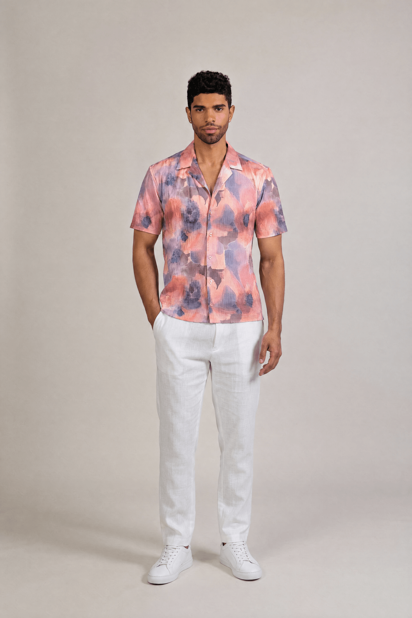 Tie Dye Print Camp Shirt Short Sleeve