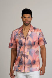 Tie Dye Print Camp Shirt Short Sleeve