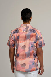 Tie Dye Print Camp Shirt Short Sleeve