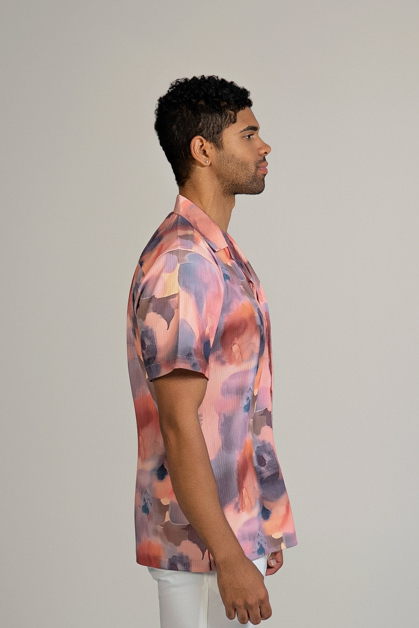 Tie Dye Print Camp Shirt Short Sleeve