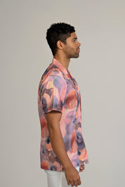 Tie Dye Print Camp Shirt Short Sleeve