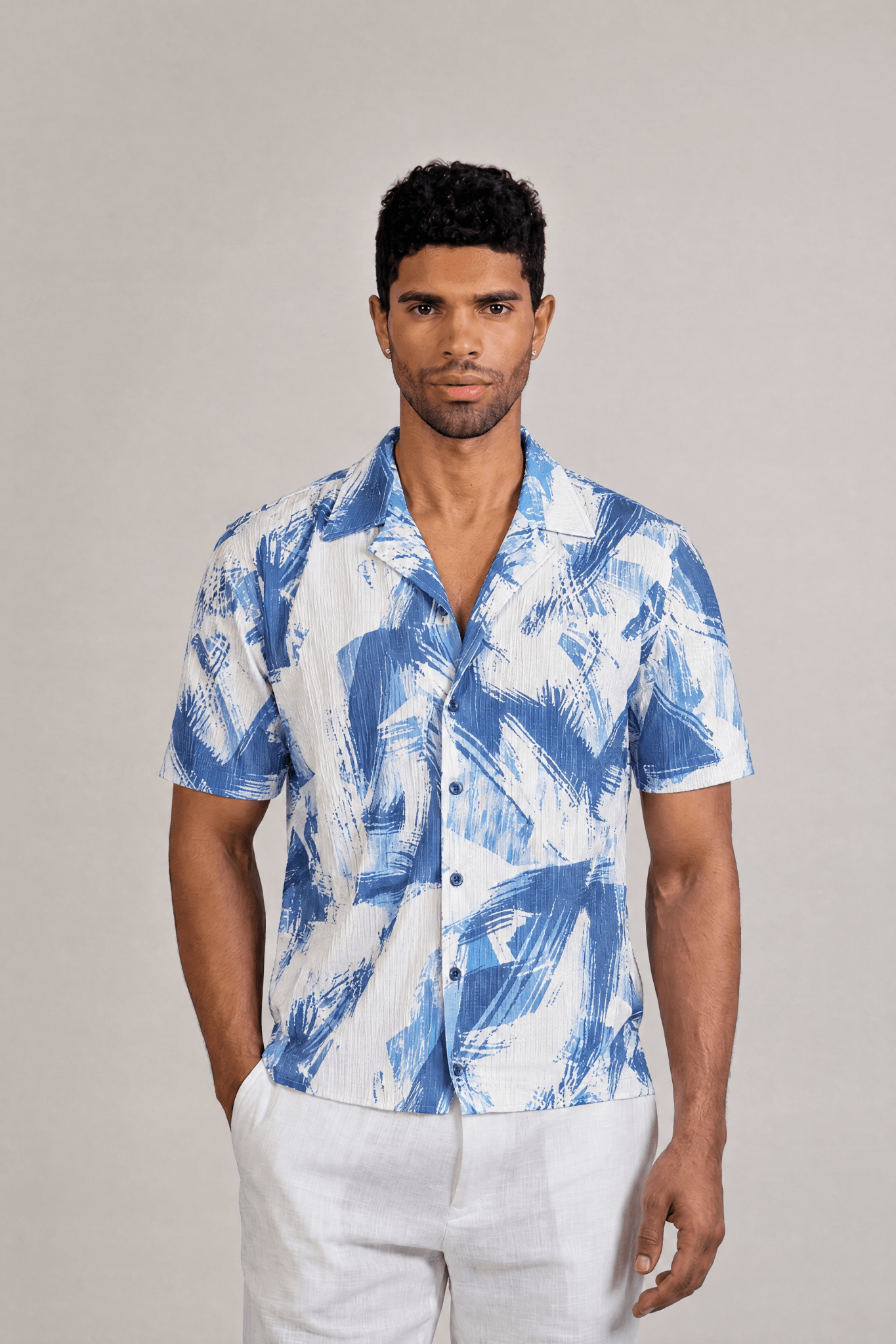 Oceanic Abstract Print Camp Shirt Short Sleeve