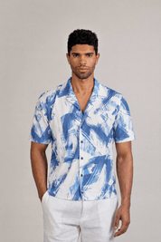 Oceanic Abstract Print Camp Shirt Short Sleeve