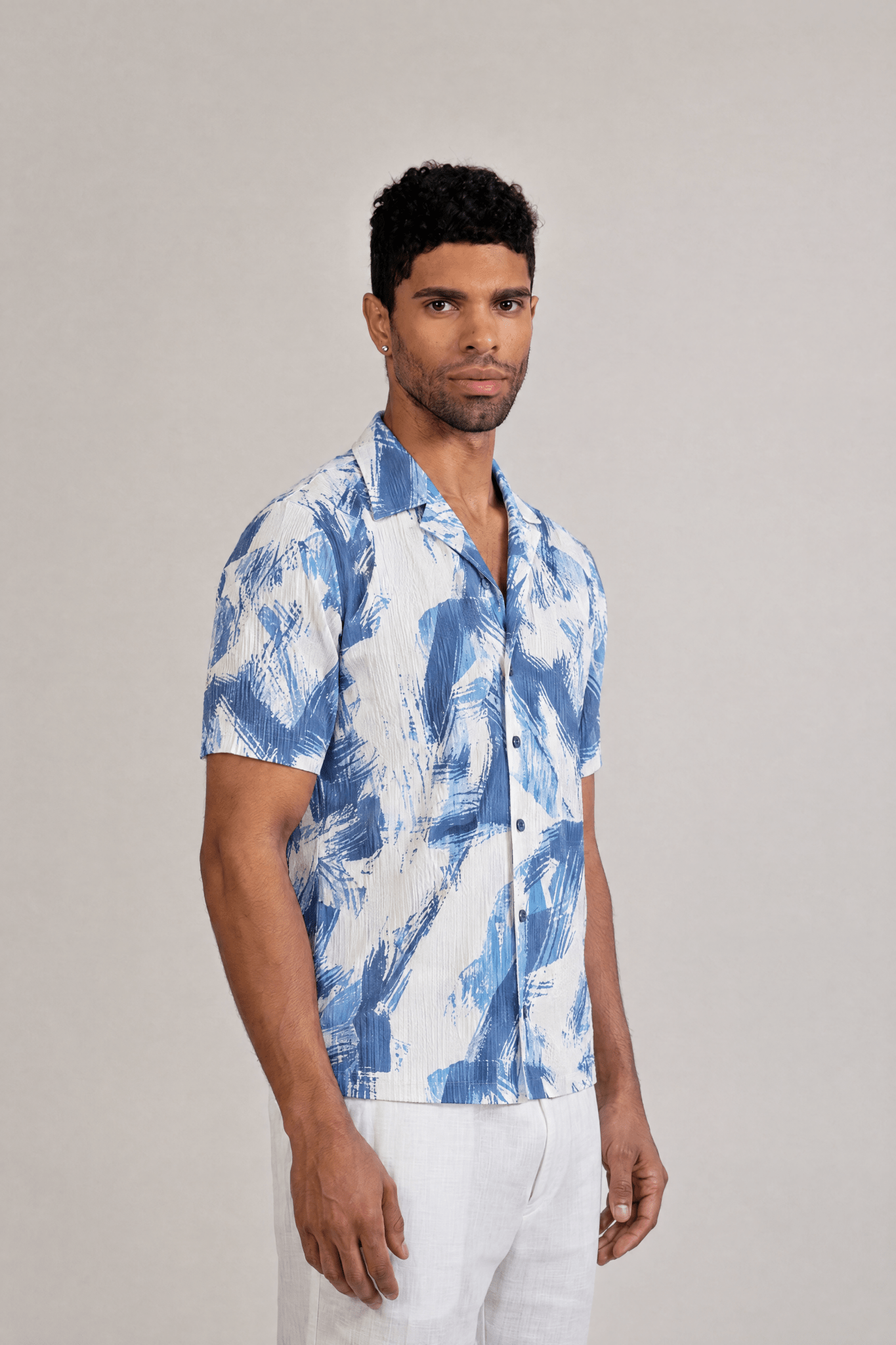 Oceanic Abstract Print Camp Shirt Short Sleeve